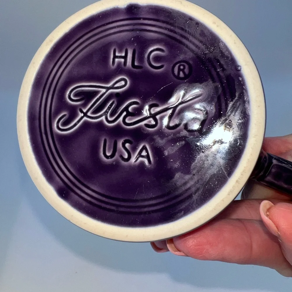 Homer Laughlin Fiestaware Tom & Jerry Ring Handle Coffee Mug Plum Purple Tea Cup